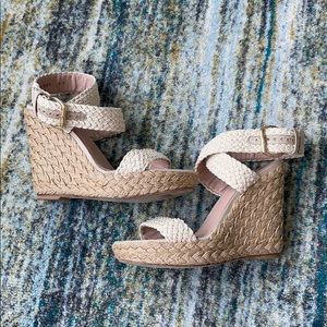 STUART WEITZMAN woven espadrille wedge sandals